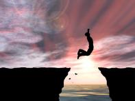 Concept conceptual 3D illustration young man businessman silhouette jump happy